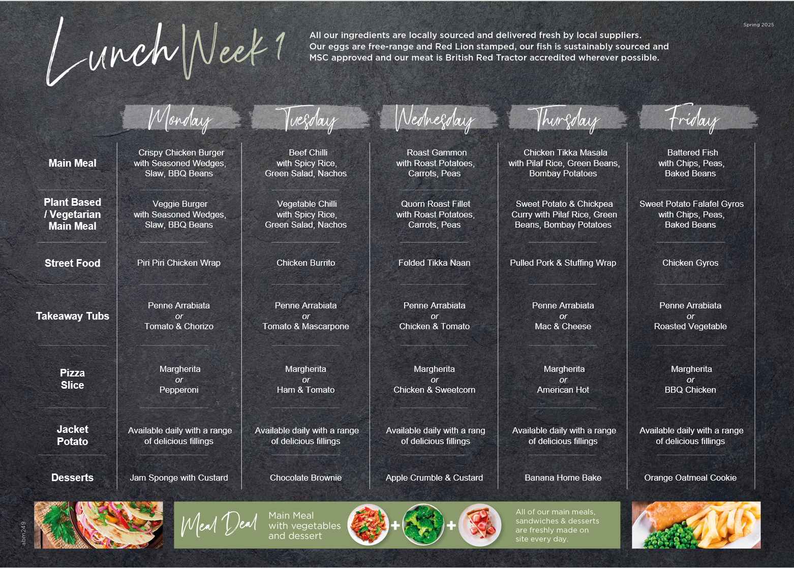 week 1 lunch menu