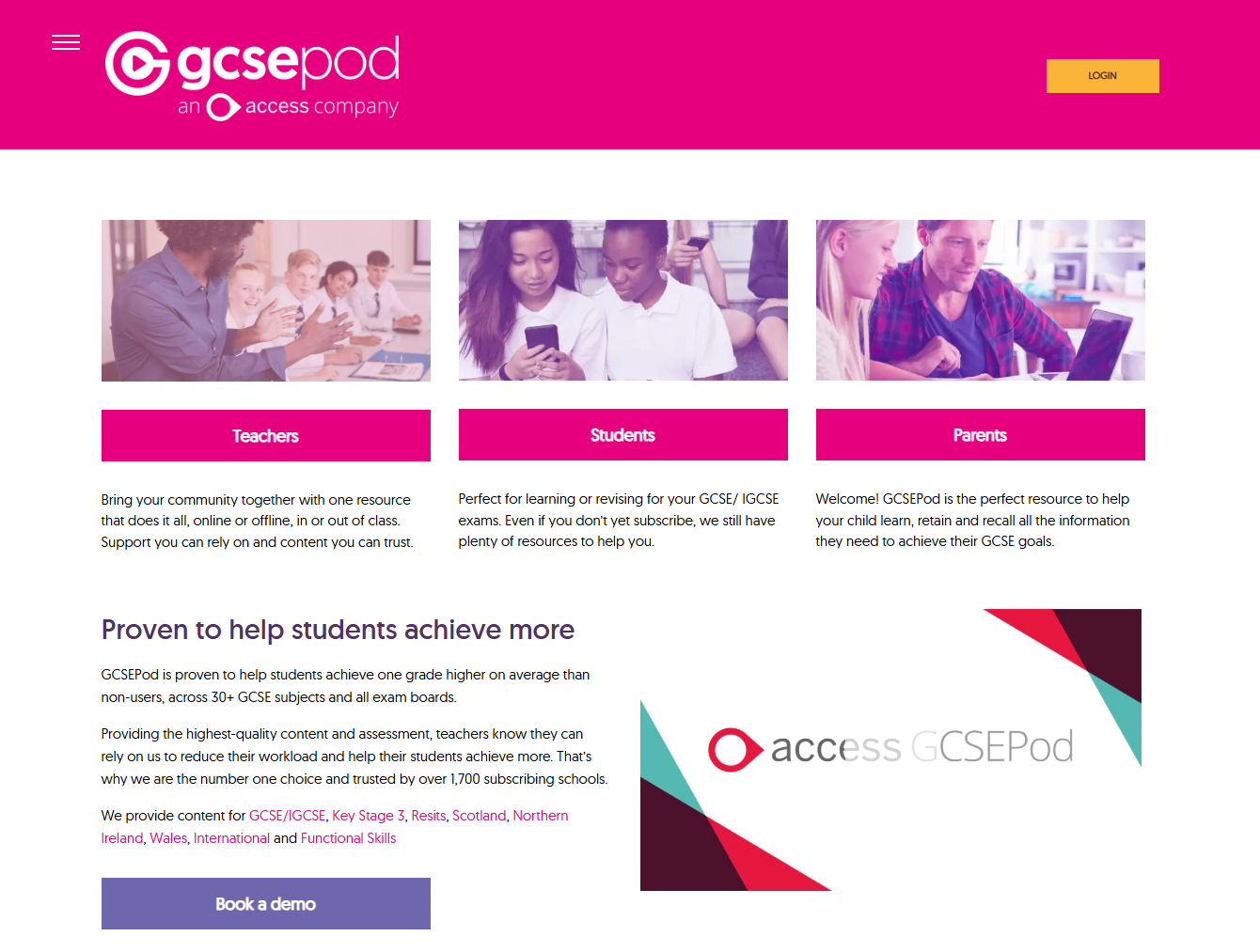 GCSE Login Page